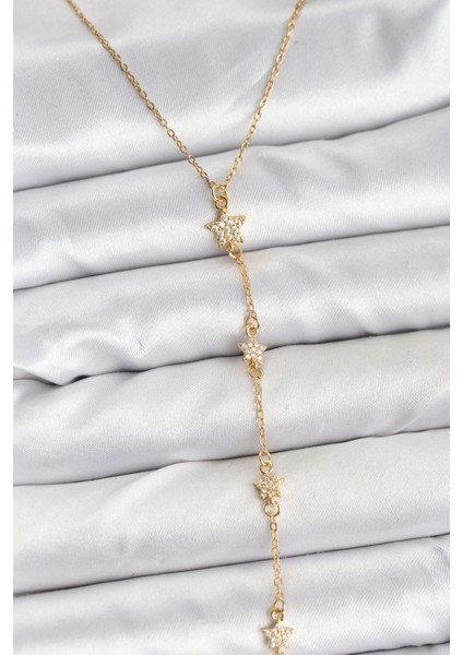 316L Çelik Zincir Gold Renkli Yıldız Model Kadın Y Kolye