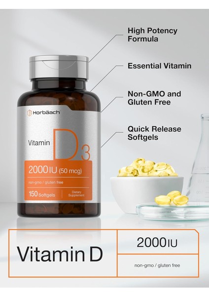 Vitamin D3 2000IU Cholecalciferol 150 Softgels