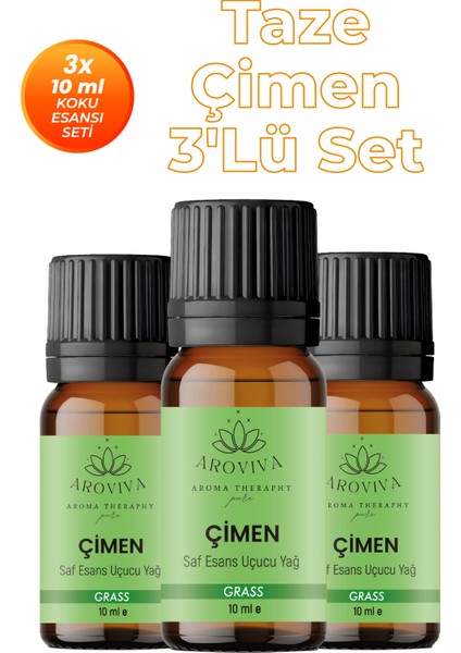 Taze Çimen 3'lü Oda Kokusu Seti - Canlı & Yeşil (3X10ML)