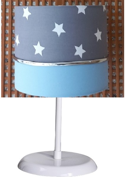 Gri Yıldızlı Mavi 2.li Set M-0411 Kumaş Kaplama Genç ve Çocuk Odası Avize ve Abajur Takımı modelleri
