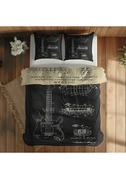Gibson Les Paul Vintage & Fender Stratocaster Chalkboard Çift Taraflı Nevresim Takımı 200 Cm X 220cm fiyatları