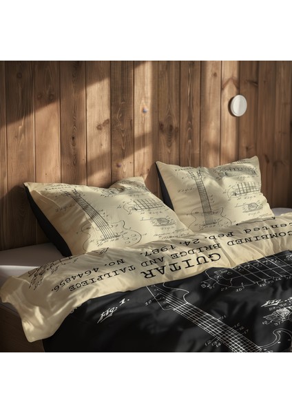 Gibson Les Paul Vintage & Fender Stratocaster Chalkboard Çift Taraflı Nevresim Takımı 200 Cm X 220cm modelleri