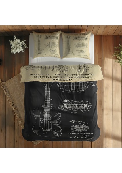 Gibson Les Paul Vintage & Fender Stratocaster Chalkboard Çift Taraflı Nevresim Takımı 200 Cm X 220cm indirimleri