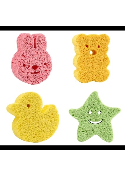 Bebek Banyo Süngeri Vücut Figürlü 4 Lü Paket