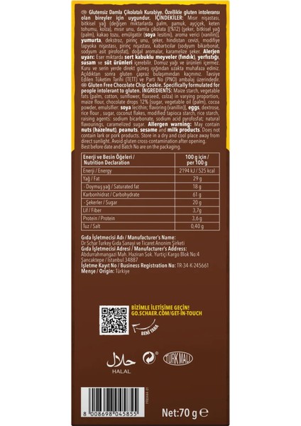 Chocotti Damla Çikolatalı Glutensiz Kurabiye 70 G (2 Adet) indirimleri