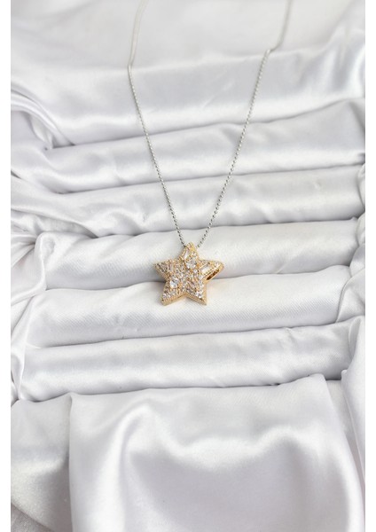 316L Çelik Zincir Gümüş Renk Zincirli Gold Yıldız Model Kadın Kolye fiyatları