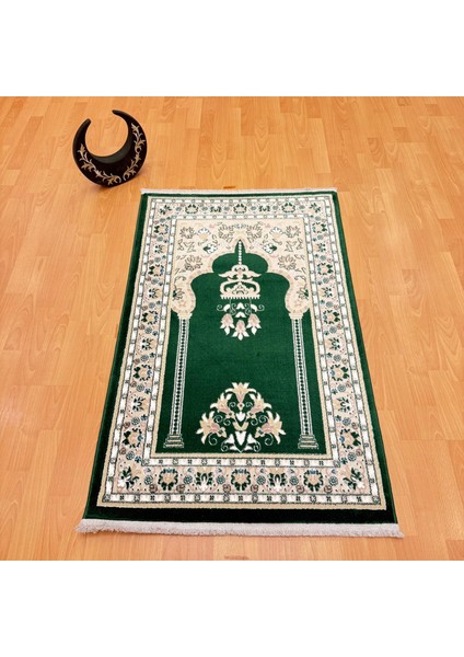 Geleneksel Motifli Yünlü Seccade Koyu Yeşil fiyatları