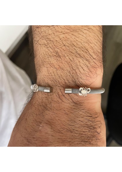 Gümüş Elyazısı Harf - Akrep Logolu Bileklik modelleri