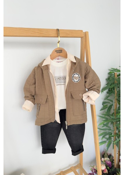 Loş Angel Kapitone Hırkalı 4 Lü Erkek çocuk takım - Toprak