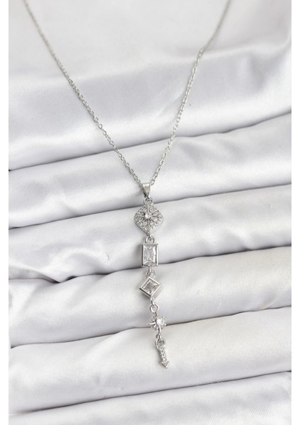 316L Çelik Zincir Gümüş Renk Kutup Yıldızı Enerji Model Kadın Y Kolye