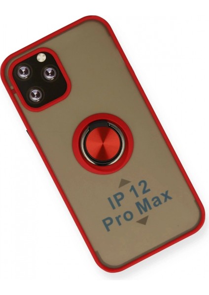 Ieg iPhone 12 Pro Kılıf Montreal Yüzüklü Silikon Kapak - Kırmızı modelleri
