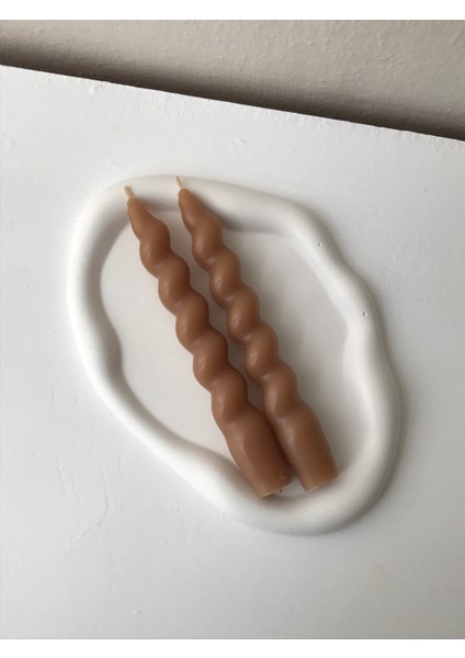 2'li Karamel Burgulu Spiral Şamdan Mumu - Dekoratif Renkli Mum fiyatları