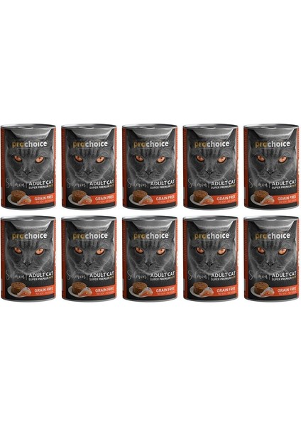Somon Etli Sekersiz Tahilsiz Ezme Yetiskin Kedi Konservesi 400GR*10 Adet
