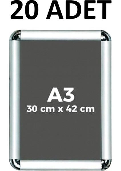 20 Adet A3 Eko Seri Çerçeve Rondo Köşe Aç Kapa Açılır Kapa