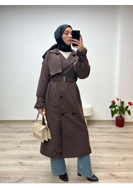 Kahverengi Astarlı Bol Kesim Torino Trençkot
