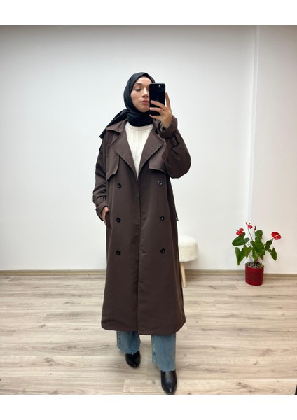 Kahverengi Astarlı Bol Kesim Torino Trençkot modelleri