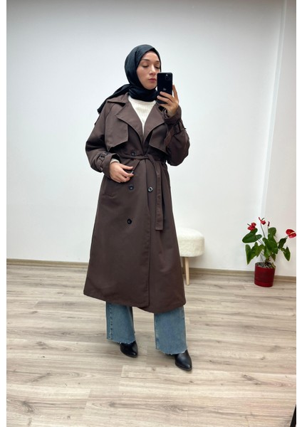 Kahverengi Astarlı Bol Kesim Torino Trençkot indirimleri
