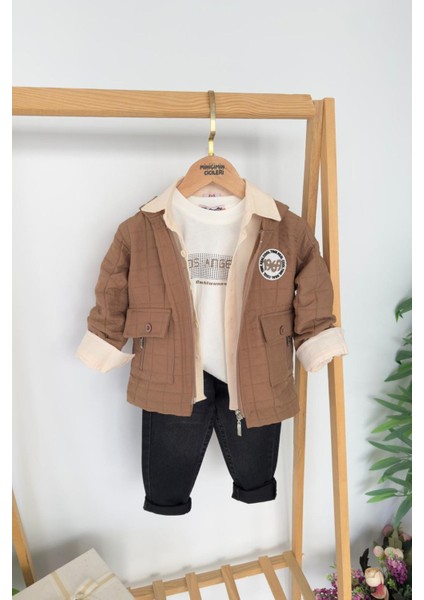 Loş Angel Kapitone Hırkalı 4 Lü Erkek çocuk takım - Kahve