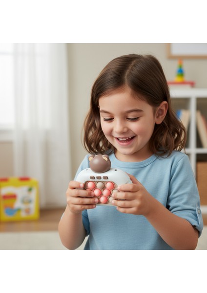 Sevimli Ayıcık Işıklı ve Sesli Pilli Popit Eğitici Oyuncak Push Pop Konsol 4 Farklı Oyun Modlu modelleri