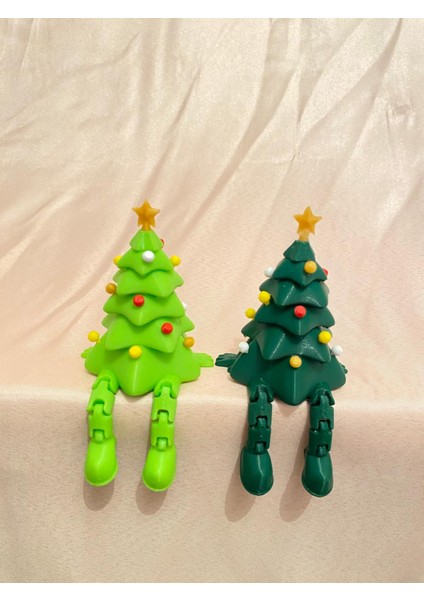 2'li Mini Yeni Yıl Ağacı ve Hediye Kutusu Eklemli Hareketli Köşe Süsü Hediyelik modelleri