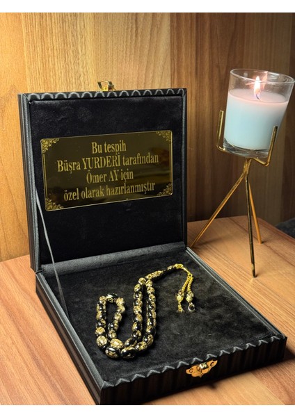 Kişiye Özel Tesbih,kehribar Altın Parçacıklı Tesbih