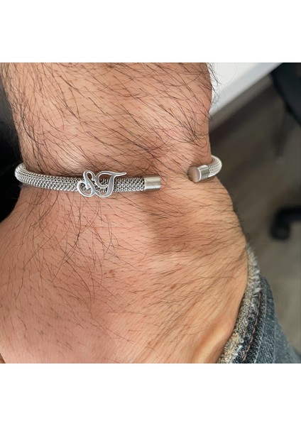 Gümüş Elyazısı Harfli Beyaz Çelik Bileklik modelleri