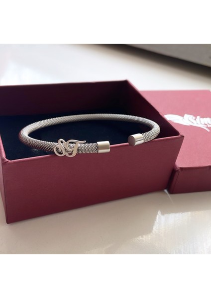 Gümüş Elyazısı Harfli Beyaz Çelik Bileklik indirimleri
