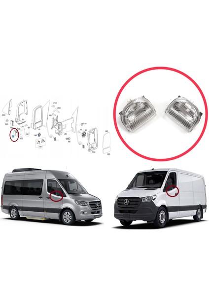Mercedes Sprinter Mk3 907 910 2018-ON 9109064700 9109064600 Için Yan Ayna Sinyali Beyaz Sağ ve Sol fırsatları