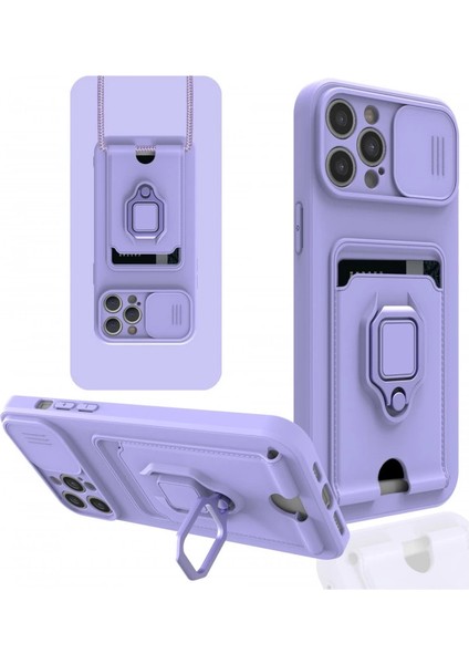 Iphone 12 Pro Max Kılıf Zuma Kartvizitli Yüzüklü Silikon - Lila