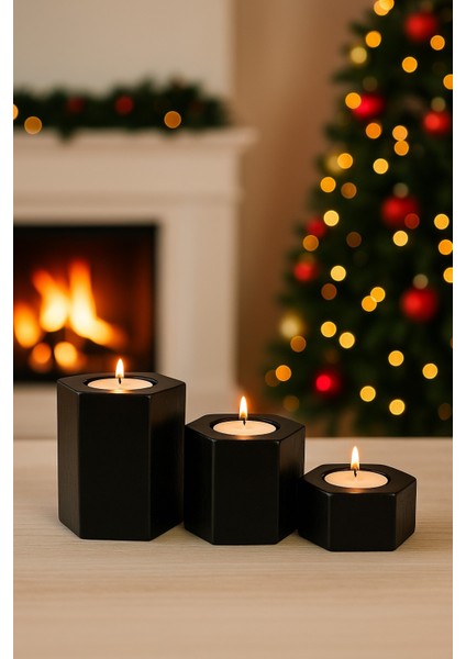 Dekoratif Tealight Mumluk (Siyah)