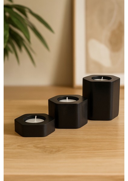 Dekoratif Tealight Mumluk (Siyah) fırsatları