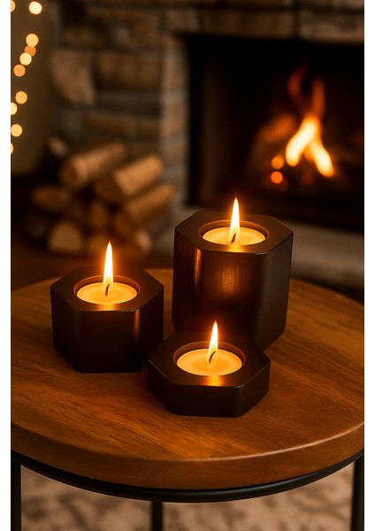 Dekoratif Tealight Mumluk (Siyah)