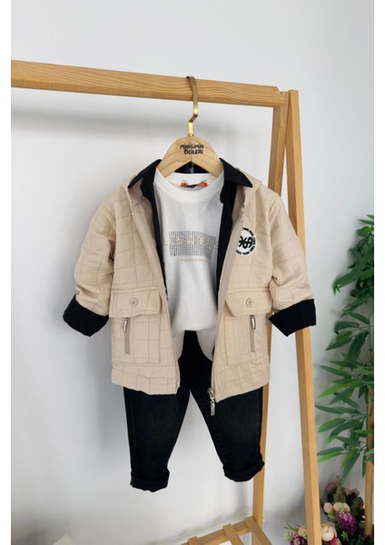 Loş Angel Kapitone Hırkalı 4 Lü Erkek çocuk takım - Bej