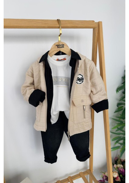 Loş Angel Kapitone Hırkalı 4 Lü Erkek çocuk takım - Bej fiyatları