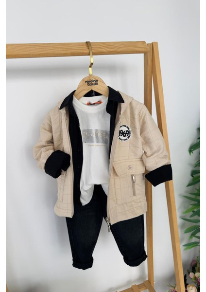 Loş Angel Kapitone Hırkalı 4 Lü Erkek çocuk takım - Bej modelleri