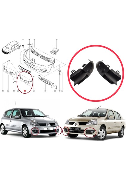 Renault Clio Iı Phase 4 Symbol 1 2006-2008 7702295498 Için Ön Tampon Sol Sağ Sis Far Çerçeve Kapağı fırsatları