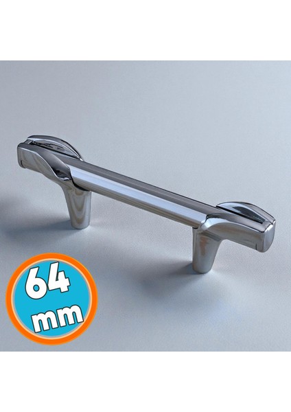 Mobilya Çekmece Mutfak Kapak Dolap Kulpları Kulbu Dolabı Kulpu 64 mm Krom Metal Kulp
