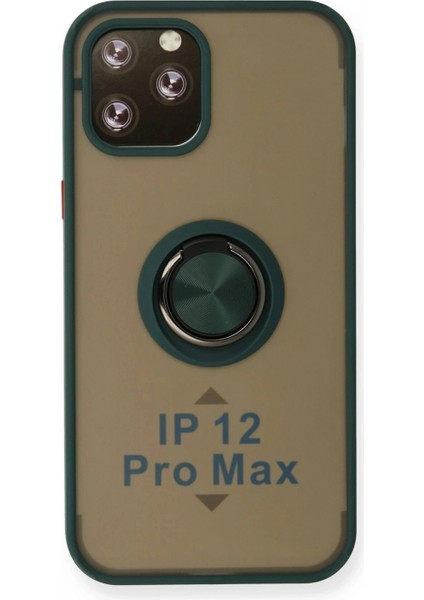 Ieg iPhone 12 Pro Kılıf Montreal Yüzüklü Silikon Kapak - Yeşil
