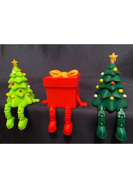 Yılbaşı Temalı Dekor Figürleri 3’lü Set – Ağaç ve Hediye Kutusu Hediyelik Konsept modelleri