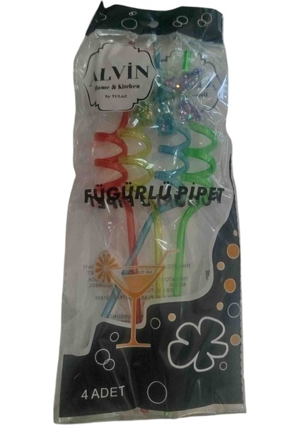 Pipet Plastik Kıvrımlı Emoji Görselli