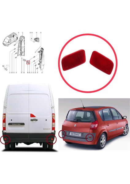 Renault Master 3 Scenic 2 Nissan NV400 Interstar Opel Movano B Için Sağ Sol Arka Tampon Reflektörü fırsatları