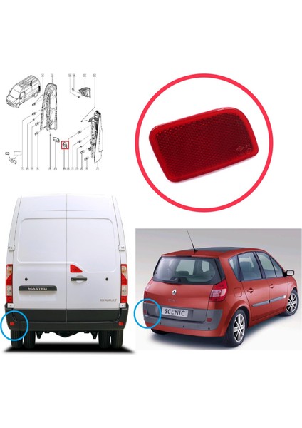 Renault Master 3 Scenic 2 Nissan NV400 Interstar Opel Movano B X62 Için Sol Arka Tampon Reflektörü fırsatları