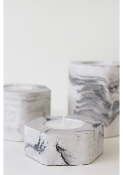 Dekoratif Tealight Mumluk (Mermer)