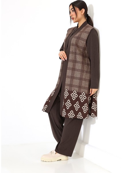 Pamuk Örme Yelek Üç Parça Takım