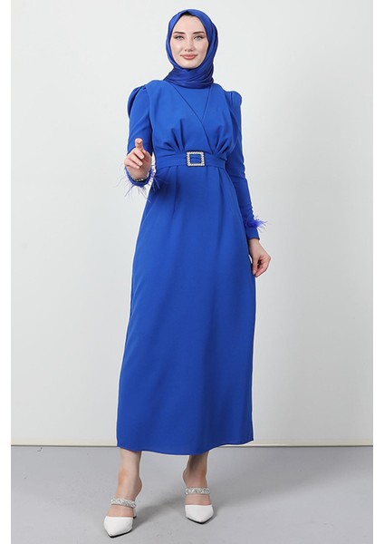 Tüy Detay Tesettür Elbise Saks fiyatları