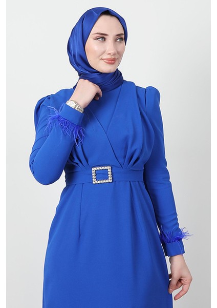 Tüy Detay Tesettür Elbise Saks indirimleri