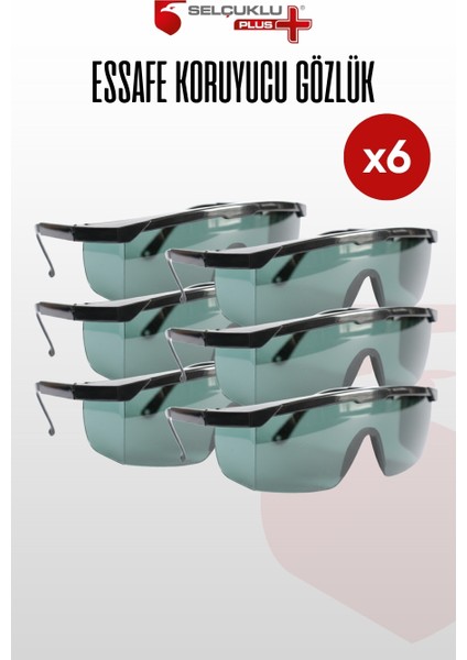 Essafe 1100 6'lı Iş Güvenliği Gözlüğü – Darbelere, Toza ve Uv Işınlarına Karşı Koruyucu, Şeffaf Lensli, Ayarlanabilir Saplı Ergonomik Gözlük