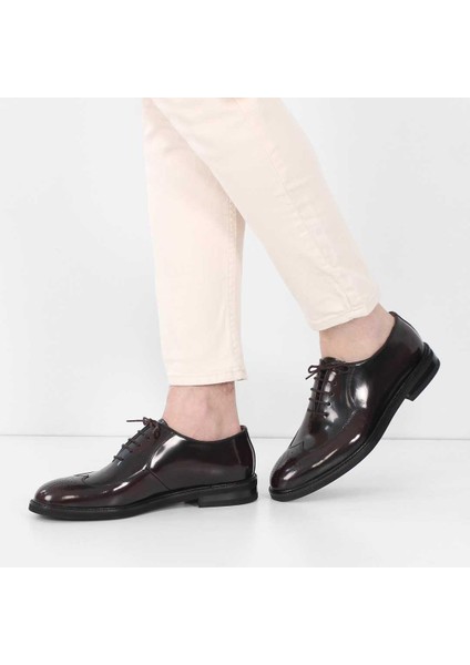 Erkek Bordo Bağcıklı Açma Deri Klasik Ayakkabı
