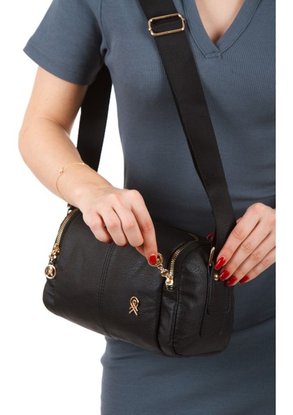 Kadın Deri Uzun Askılı El ve Omuz Çantası – Siyah – NEWPOLO369