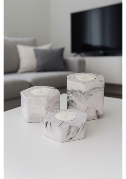 Dekoratif Tealight Mumluk (Mermer) fiyatları